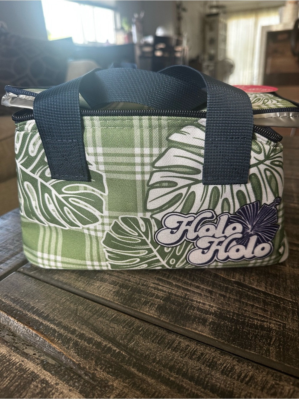 Green Palaka Print Mini Insulated Tote